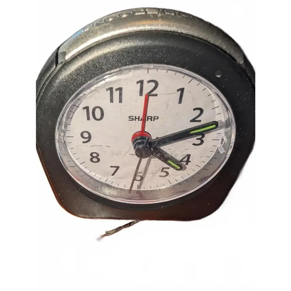 Sharp Small Black Analog Alarm Clock tritium - Picture 4 of 5